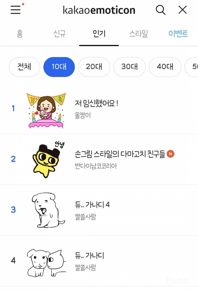 요즘 10대 여자 카톡 이모티콘 근황
